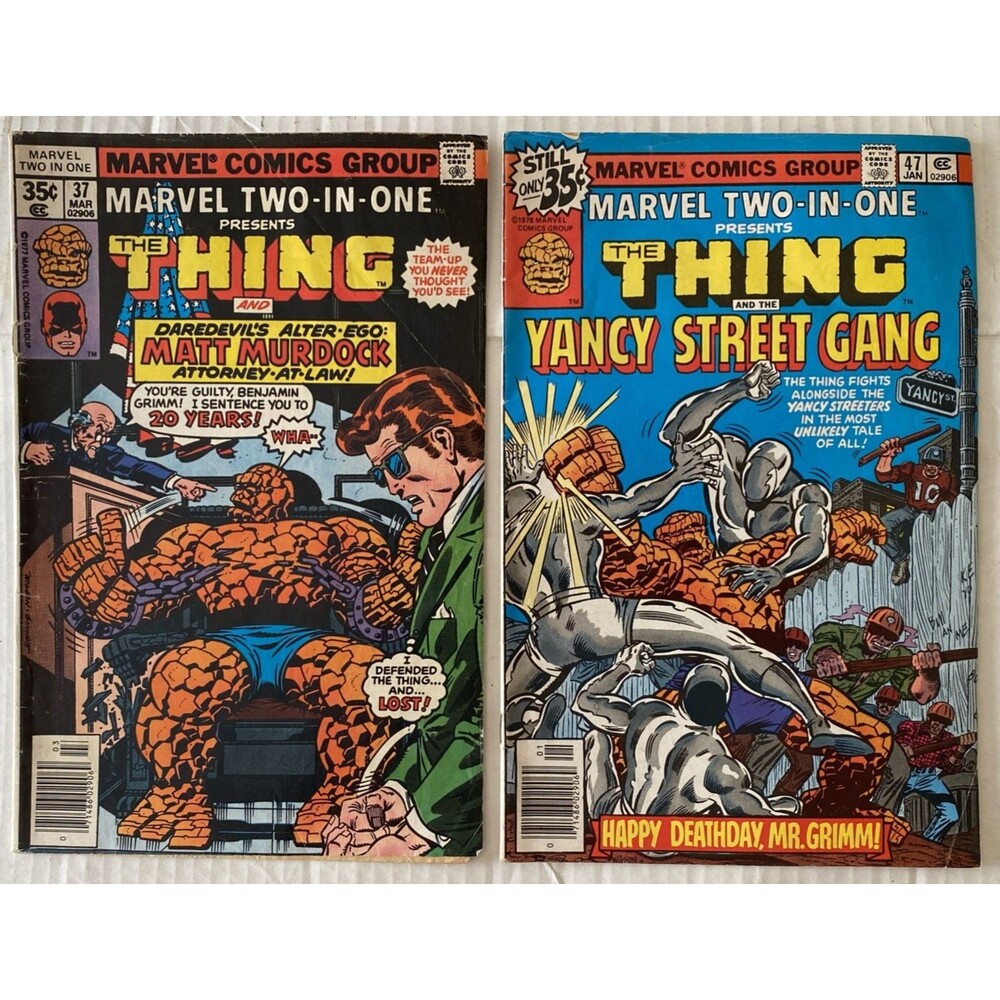 Marvel Two-In-One #37 & #47 Lot - The Thing, Daredevil & Yancy Street Gang 1978